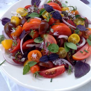 Tomato and Basil Salad with Chive Vinaigrette Recipe