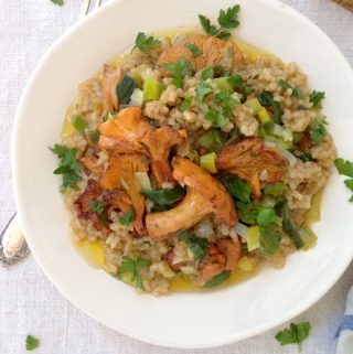 Golden Chanterelle Leek Brown Rice Risotto Recipe