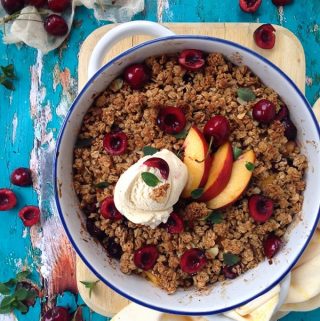 Granola Peach & Cherry Fruit Crisp Recipe