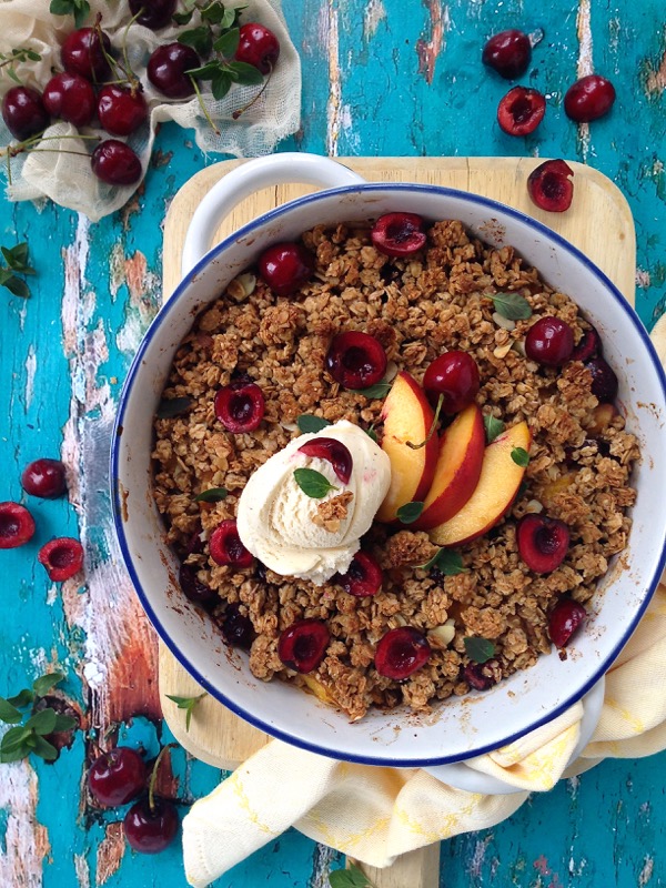 Granola Peach & Cherry Fruit Crisp Recipe