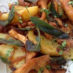 Crispy Sage Potatoes with chanterelle mushrooms recipe