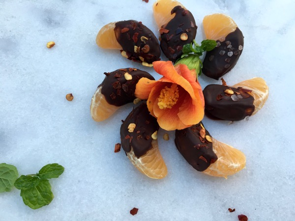 Chocolate Covered Oranges with Red Pepper Flakes