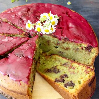 Avocado Cake with Blueberry Glaze