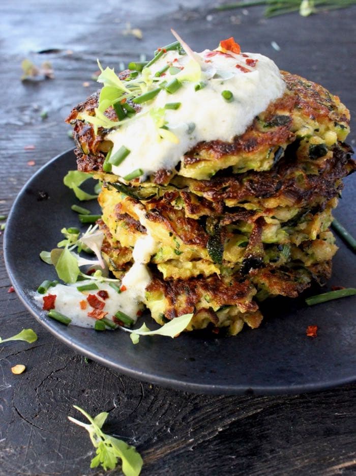 Stacked Zucchini Cakes with Yogurt and Herbs Stacked Zucchini Cakes with Yogurt and Herbs