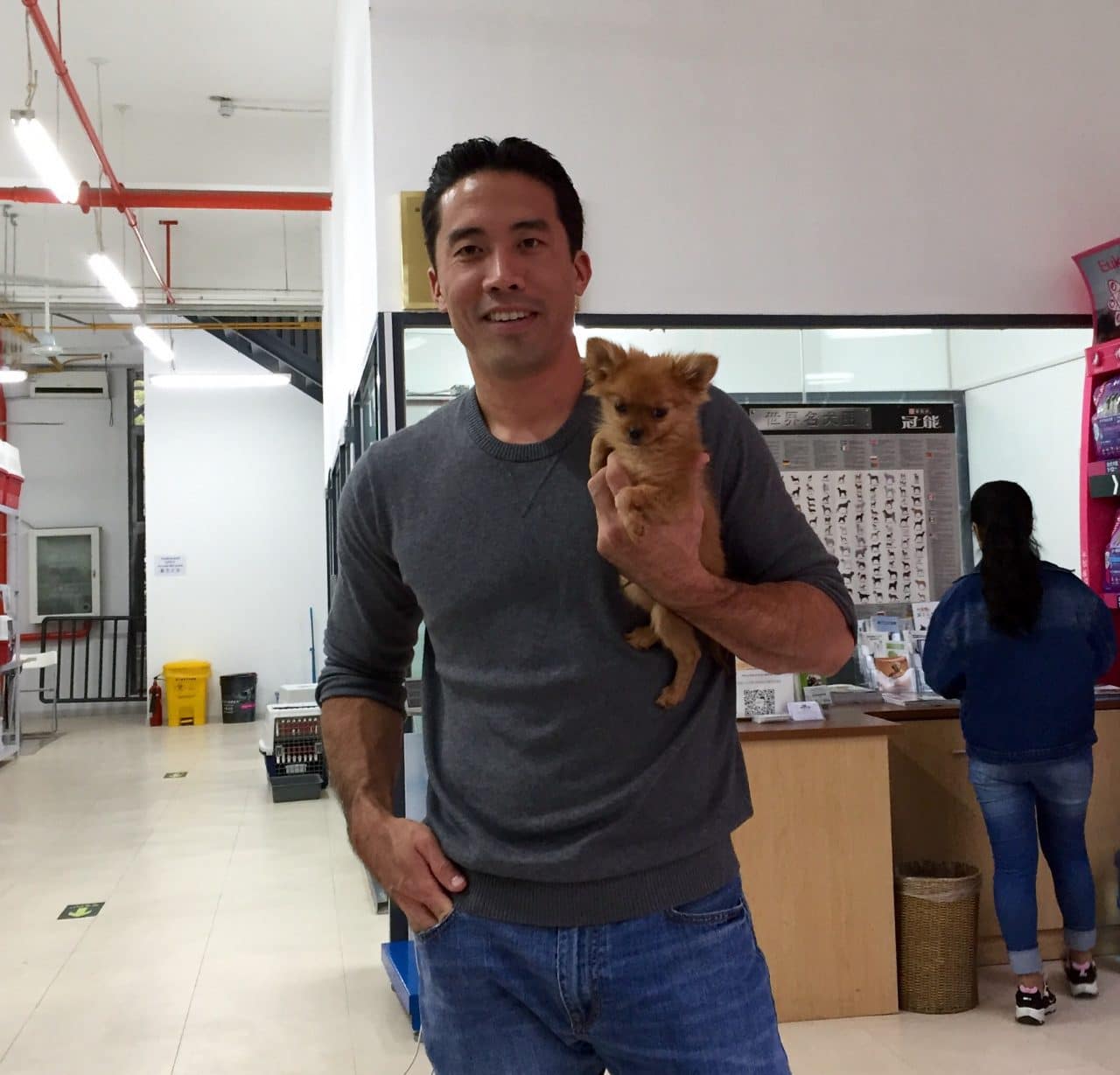 Marc Ching with Dog He Rescued Marc Ching with Dog He Rescued