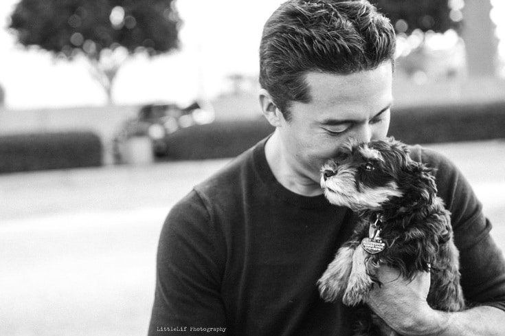 Marc Ching with Rescued Dog Marc Ching